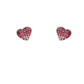 Sterling Silver Heart Shape Amethyst CZ & Pink Fedrio Earrings